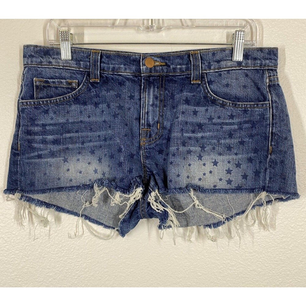 J Brand Women's Vin Star Cut Off Jeans Shorts Size 26 Star Print Festival Cotton